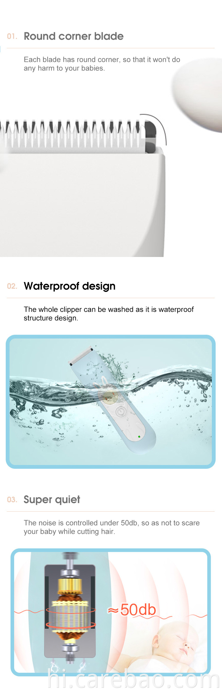 Custom Design Waterproof Baby Electric Clipper